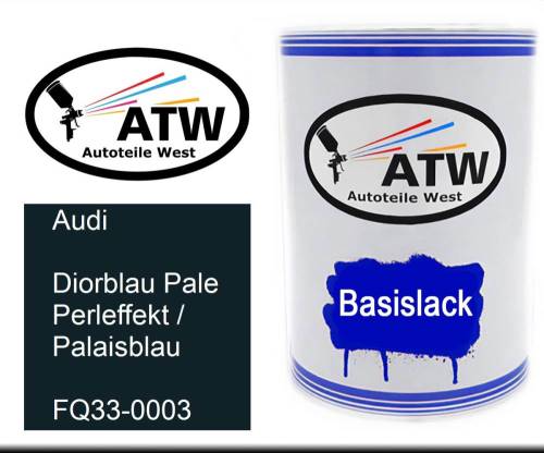 Audi, Diorblau Pale Perleffekt / Palaisblau, FQ33-0003: 500ml Lackdose, von ATW Autoteile West.